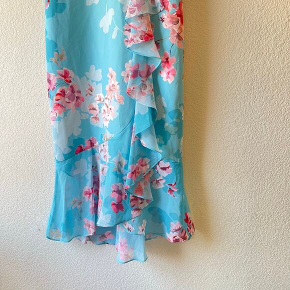 NWT Adrianna Papell Printed‎ Floral Flutter Sleeve Dress with Cascade Hem 2 - Picture 8 of 10